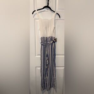 Striped Blue and White Linen Jumpsuit
